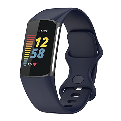 Wownadu Armband Kompatibel für Fitbit Charge 5 Armband/Charge 6 Armbänder, Damen Herren Silikon Sport Band Blau Ersatzband Zubehör,S (Keine Uhr) von Wownadu