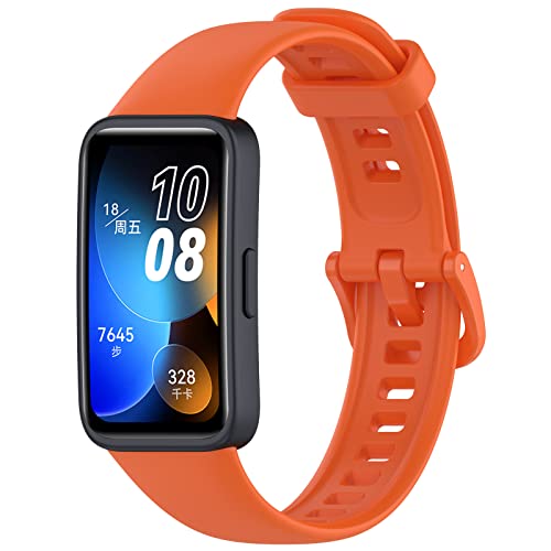 Wownadu Armband Kompatibel für Huawei Band 8 Armband Orange Ersatz Wasserdicht Silikon Sport Armbänder für Damen Herren Ersatzarmband Zubehör (Keine Uhr) von Wownadu