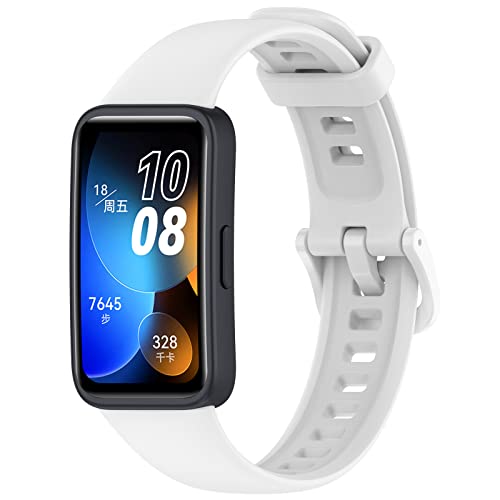 Wownadu Armband Kompatibel für Huawei Band 8 Armband Weiß Ersatz Wasserdicht Silikon Sport Armbänder für Damen Herren Ersatzarmband Zubehör (Keine Uhr) von Wownadu