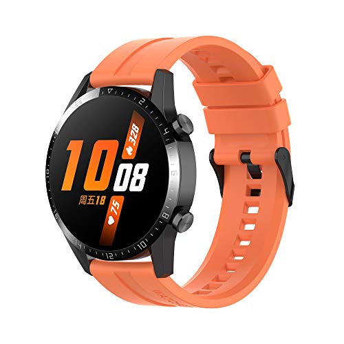 Wownadu Armband Kompatibel für Huawei Watch GT2 46mm Armband, Silikon Sport Zubehör Wasserdicht Ersatzarmband Orange Uhrenarmband für Damen Herren (Kein Uhr) von Wownadu