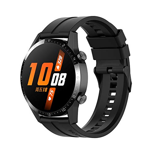 Wownadu Armband Kompatibel für Huawei Watch GT2 46mm Armband, Silikon Sport Zubehör Wasserdicht Ersatzarmband Schwarz Uhrenarmband für Damen Herren (Kein Uhr) von Wownadu