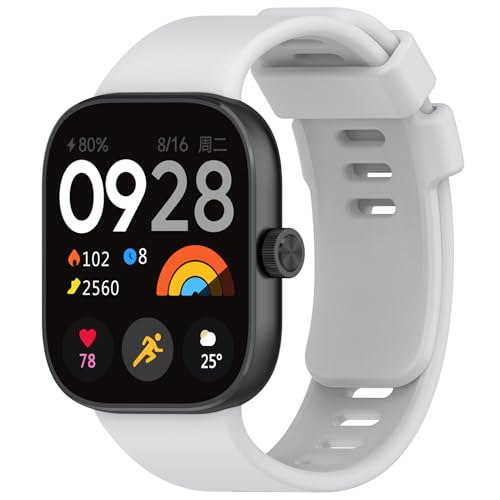 Wownadu Ersatzarmband Kompatibel für Xiaomi Redmi Watch 4 Armband, Grau Damen Herren Einstellbar Silikon Armbänder Kompatibel für Xiaomi Band 8 pro (Keine Uhr) von Wownadu