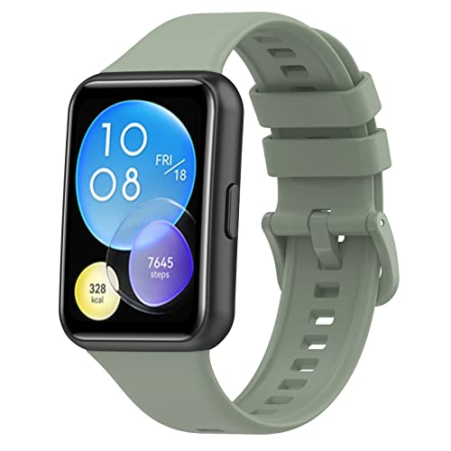 Wownadu Ersatzarmband Kompatibel mit Huawei Watch Fit 2 / Watch Fit 2 Active/Watch Fit 2 Elegant Armband Grün Einstellbar Silikon Armbänder für Damen Herren (kein uhr) von Wownadu