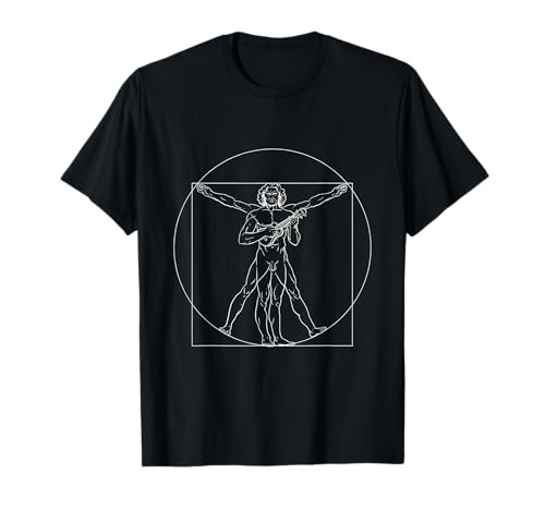 Da Vinci Vitruvian Man Ukulele Spieler Musiker Gitarre Player T-Shirt von Wowsome!
