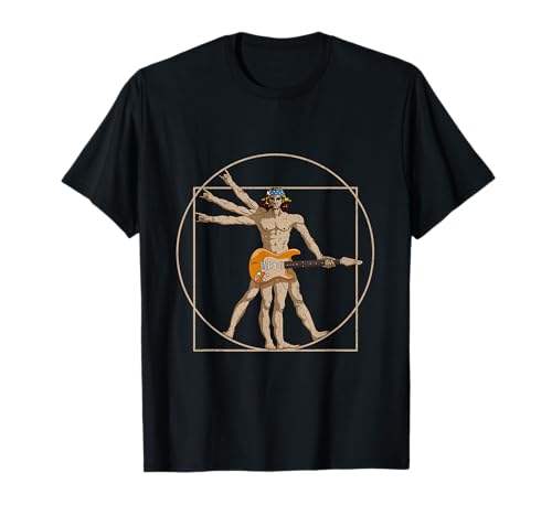 Gitarre Shirt Da Vinci Vitruvian Man Gitarrist Musiker T-Shirt von Wowsome!