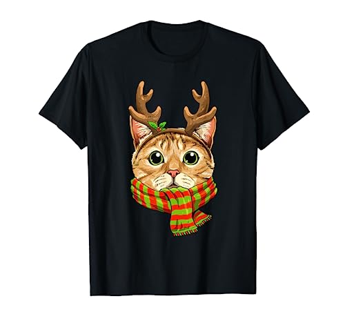 Rentier-Geweih mit Katzen-Motiv, für Jungen und Mädchen T-Shirt von Wowsome!