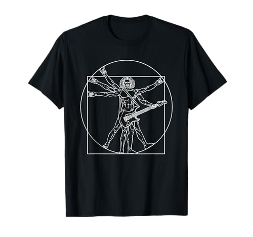 E-Gitarre Da Vinci Vitruvian Man Guitar Guitarist T-Shirt von Wowsome!