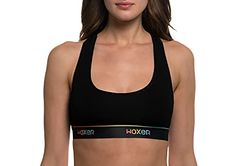 Woxer Boss Bralettes für Damen – Bügelloser, nahtloser, bequemer Stütz-BH, Pride Black, Large von Woxer