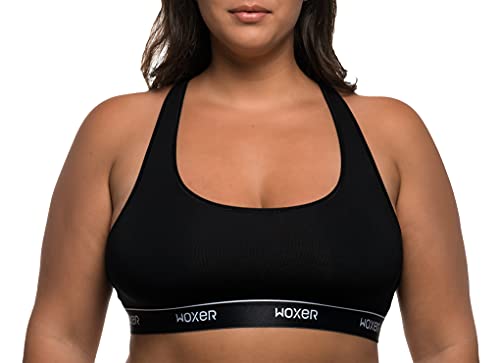 Woxer Boss Bralettes für Damen – Bügelloser, nahtloser, bequemer Stütz-BH, Schwarz 2.0, Large von Woxer