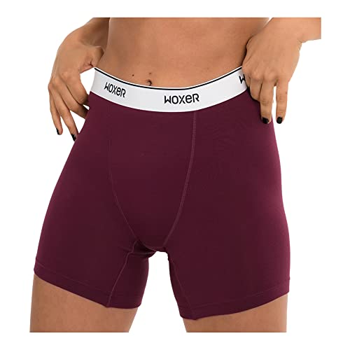 Woxer Boxershorts für Damen, Baller, hohe Taille, 12,7 cm Innennaht, Unterwäsche für Damen, burgunderfarben, XX-Large von Woxer