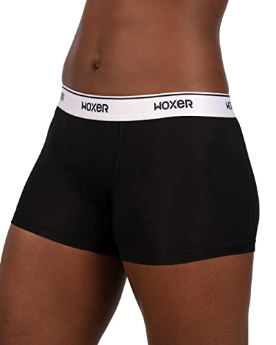 Woxer Boxershorts für Damen, weich und bequem, Sternform, 7,6 cm Schrittlänge, schwarz, X-Large von Woxer