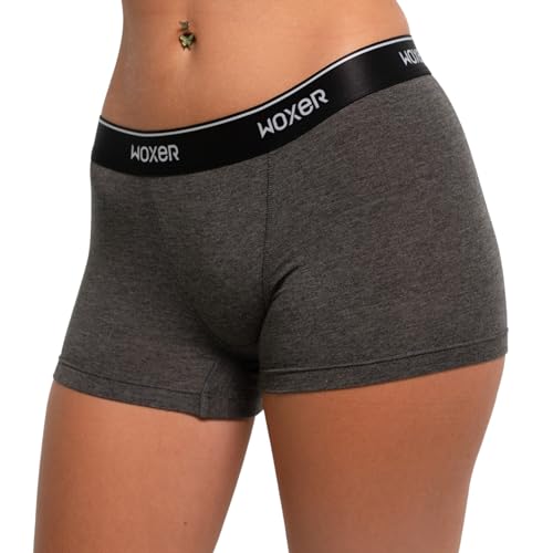 Woxer Damen-Boxershorts, 7,6 cm, weich, scheuerfrei, keine Roll-Schrittlänge, Charcoal Heather 2.2, L von Woxer