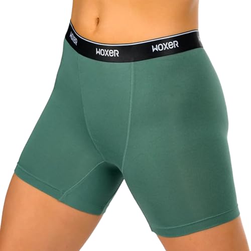 Woxer Damen Boxershorts, Unterwäsche, Baller, 12,7 cm, hohe Taille, Boyshorts, Übungsshorts, weich, scheuerfrei, keine Roll-Schrittlänge, Jade, 3XL von Woxer