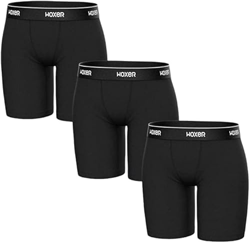 Woxer Damen Boxershorts, Unterwäsche, Biker, 22,9 cm, Boyshorts, Trainingsshorts, weich, Höschen, scheuerfrei, keine Roll-Schrittlänge, Schwarz 2.0, 3 Stück, XL von Woxer