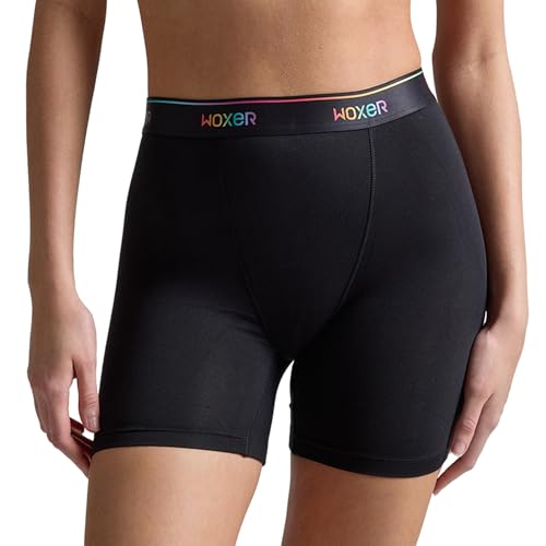 Woxer Damen-Shorts, 12,7 cm, hohe Taille, nahtlose Boxershorts, Boyshort Panties, No Show Damen-Boxershorts, Pride Black, M von Woxer