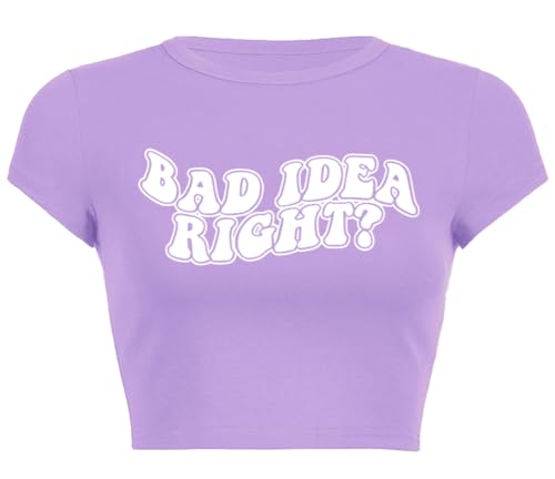 Woxlica E Girl Kleidung Grafikdruck Sommer Crop Top für Teenager Mädchen, 14 Bad Idea Purple, Klein von Woxlica