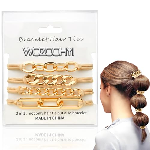 Wozoohyi Haargummis für Damen, goldfarben, 4 Stück Wozoohyi Haargummis für Damen, goldfarben, 4 Stück von Wozoohyi