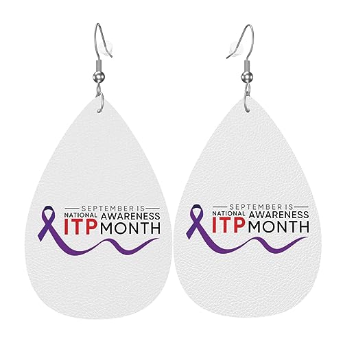 ITP Awareness Month Earrings Faux Leather Earrings Teardrop Dangle Earrings Festival Gift for Women, Einheitsgröße, Leder von Wpamlrta