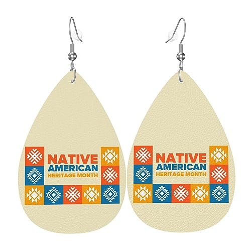 Indianer Heritage Month Indigenous Pride Ohrringe Kunstleder Ohrringe Tropfen baumeln Ohrringe Festival Geschenk für Frauen, Einheitsgröße, Leder von Wpamlrta