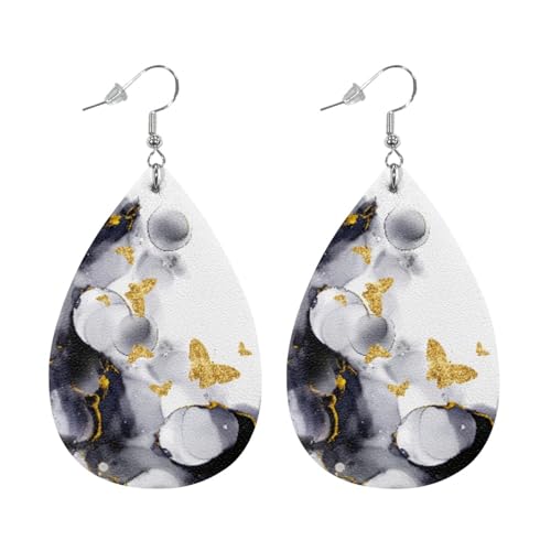 Lemon Leather Teardrop Earrings Dangling Earring Lightweight for Beach Wedding Party, Einheitsgröße, Leder von Wpamlrta