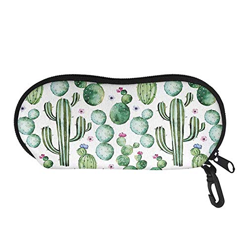 Wpamlrta Basset Hound Unisex Brillenetui Sonnenbrille Soft Box Wasserdicht Leicht Brillenhalter Tasche mit Karabinerhaken, cactus, Einheitsgröße, Klassisch von Wpamlrta