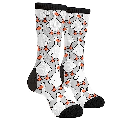 Wpamlrta Lässige Neuheit Lustige Crew Socken Mode Bequeme Männer Und Frauen Verrückte Kleid Socken, Weiße schwarze Gans, One size von Wpamlrta