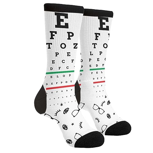 Wpamlrta Lässige lustige Funky Neuheit Mode Bequeme Socken Für Männer Frauen Verrücktes Kleid, Optiker Arzt Augendiagramm Augenoptik Optometrie Opthamologe Augapfel Schwarz, One size von Wpamlrta