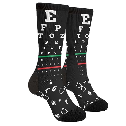 Wpamlrta Lässige lustige Funky Neuheit Mode Bequeme Socken Für Männer Frauen Verrücktes Kleid, Optiker Arzt Augendiagramm Brille Optometrie Opthamologe Augapfel Weiß, One size von Wpamlrta