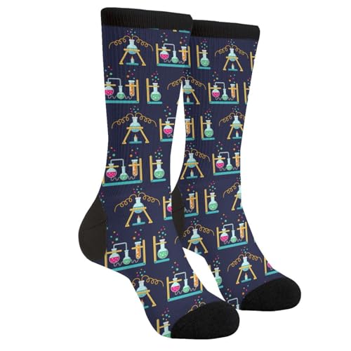 Wpamlrta Lustige Crew-Socken, modisch, bequem, für Damen und Herren, Bunte Chemie Glas Flasche Experiment Labor Lehrer Wissenschaft Wissenschaftler, One size von Wpamlrta