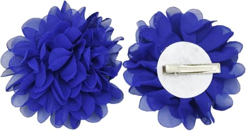 1 x königsblaue Haarspange für Mädchen und Damen, Chiffon-Blume, Krokodilklemme, Party, Hochzeit, Haarspangen und Haarspangen, Haarstyling-Zubehör von Wpppan