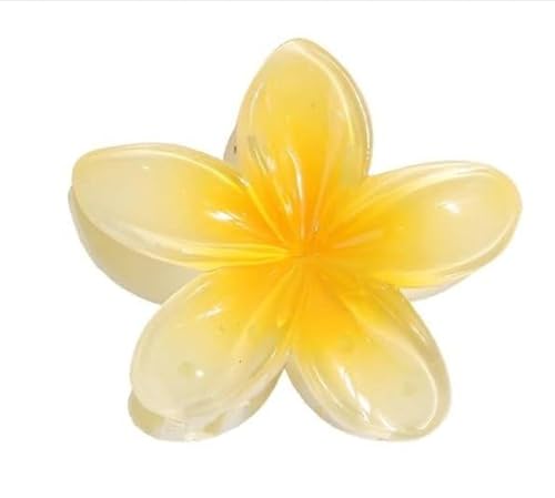 Cremige gelbe hawaiianische Blumenkralle, adrette Blume, Plumeria-Clip, Hibiskus-Kralle für Frauen, große Krallen für dickes Haar, Haarzubehör von Wpppan