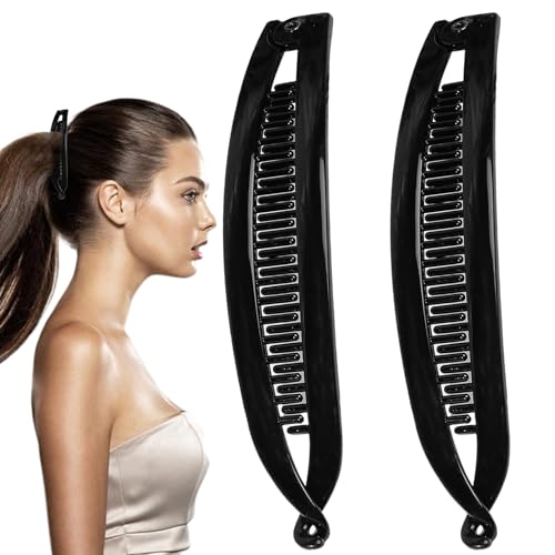 Bananen-Clips für Damen, doppelte Haarspangen, Pferdeschwanz-Halter, Haarspangen, 2 x Styling-Mode-Accessoires, starker Halt, Haarspange für Frauen und Mädchen von Wpsagek