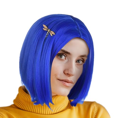 Wpsagek Anime Cosplay Perücken Blau, Blaue Cosplay Perücke | 11 Zoll kurze gerade Cosplay-Perücke für Damen | Kurze gerade Cosplay-Perücke für Frauen, Kostümhaarperücke, kurze glatte Haarperücke für von Wpsagek