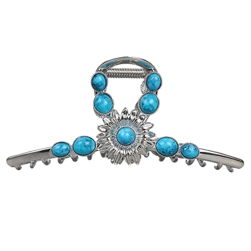 Wpsagek Blaue Edelstein-Haarspange, Western-Krallenklammern für Frauen - Simulation blauer Edelstein-Blumen-Haarnadel,Simulation Edelstein Blumen Haarnadel Anti-Rutsch Retro Western Haarnadel von Wpsagek