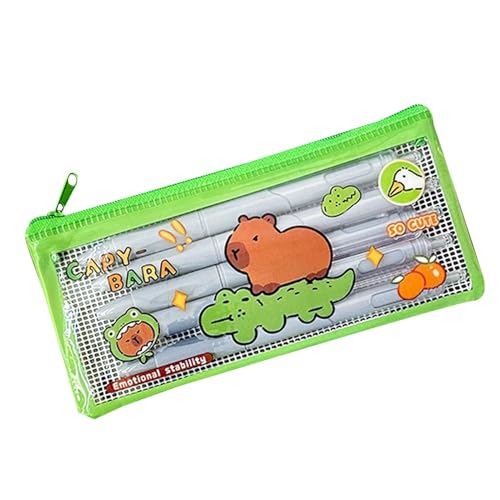 Wpsagek Capybara Federmäppchen,Capybara Federmäppchen,Tragbares süßes Stifteetui für Schreibwaren - Federmäppchen mit breiter Öffnung, transparentes Federmäppchen mit Reißverschluss für Schulbedarf von Wpsagek