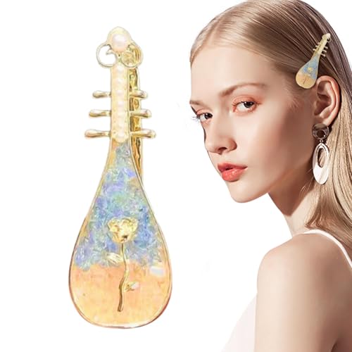 Wpsagek Chinesische Stile Blumen-Haarspange, Haarspangen für Frauen - Musikinstrument Form Blumen Haarnadeln | Stilvoller Perlenclip im chinesischen Stil, Haarschmuck für Frauen, Mädchen von Wpsagek