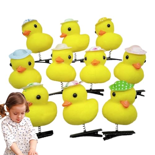 Wpsagek Kleine gelbe Ente Haarnadel, gelbe Haarspange,Cartoon Ente Tier Kopfbedeckungen 10 Stück - Weiche gelbe Enten-Haarnadeln, lustige Tier-Haarspangen für Kinder und Frauen, Kopfschmuck von Wpsagek