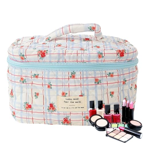 Wpsagek Reise-Make-up-Tasche, Reise-Make-up-Tasche | Gesteppter Kulturbeutel mit Blumenmuster - Reise-Organizer, tragbare Aufbewahrungstaschen, Kosmetikbehälter für Zuhause, Hotel, Geschäftsreise von Wpsagek