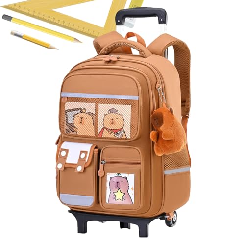 Wpsagek Rollender Rucksack - Capybara Reiserucksack Mit Rollen | Ausziehbarer Teleskopgriff Höhenverstellbar Großes Fassungsvermögen Gepäck Koffer Für Mädchen Kinder College Reise Flugzeug von Wpsagek