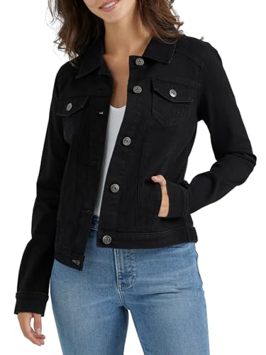 Wrangler Authentics Damen Stretch Jeansjacke, Schwarz, S von Wrangler Authentics