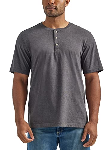 Wrangler Authentics Herren Authentics henley heren t-shirt korte mouw Hemd, Charcoal Heather, L EU von Wrangler Authentics