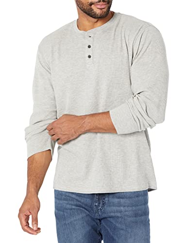 Wrangler Authentics Herren Langärmeliges Henley mit Waffelmuster Hemd, Hellgrau, L von Wrangler Authentics