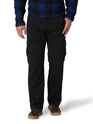 Wrangler Authentics Herren Cargohose mit Fleece-Futter Lässige Hose, Schwarzer Twill, 38 W / 34 L von Wrangler Authentics