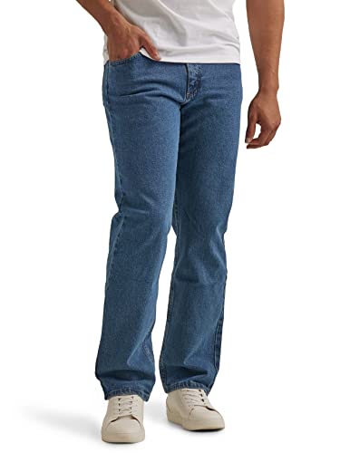 Wrangler Authentics Herren-Jeans mit 5 Taschen, Klassische, Flexible, lässige Passform, Dark Stonewash Flex, 32W / 36L von Wrangler Authentics