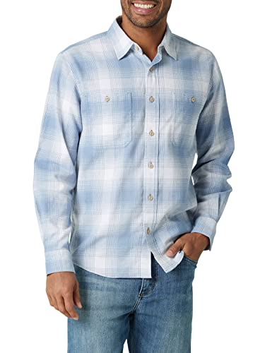 Wrangler Authentics Herren Cloud Flannel Woven Shirt Hemd mit Button-Down-Kragen, Faded Denim, Mittel von Wrangler Authentics