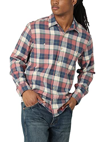 Wrangler Authentics Herren Wolken-Flanell-gewebtes Hemd mit Button-Down-Kragen, Verdorbene Rose, Mittel von Wrangler Authentics