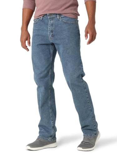 Wrangler Authentics Herren Comfort Flex Waist Relaxed Fit Jeans, Hell, Stonewashed, 35W / 32L von Wrangler Authentics