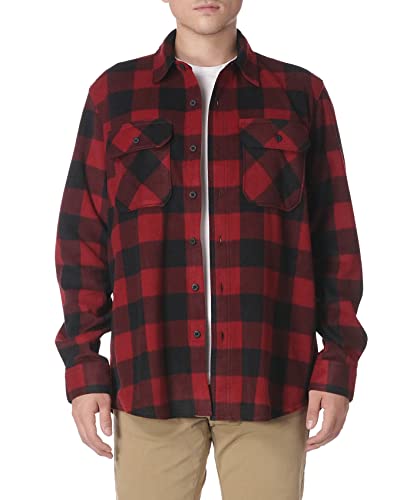 Wrangler Authentics Herren Fleece hemdjas met lange mouwen Button Down Shirt, Schottenkaro, Rot, XL EU von Wrangler Authentics
