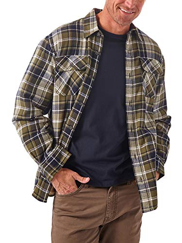 Wrangler Authentics Herren Long Sleeve Sherpa Lined Shirt Jacket Hemd mit Button-Down-Kragen, Olive Sky, Klein von Wrangler Authentics