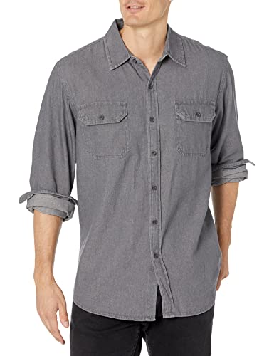 Wrangler Authentics Herren Klassisches Gewebtes Langarm-Shirt. لال او ل ر ا ول Langärmeliges Hemd. Button Down Shirts, Grau, M von Wrangler Authentics